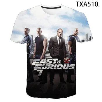 Vasaras Fast & Furious 3D T krekls ar Īsām Piedurknēm Vīriešu, Sieviešu, Bērnu Modes Streetwear Zēns Meitene Bērniem Iespiests T-krekls Atdzist Topi Tee
