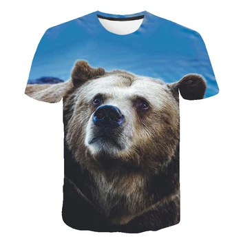 Vasaras T krekls Vīriešiem Streetwear Apaļu Kakla Īsām Piedurknēm t-veida Topi, Funny Dzīvnieku Vīriešu Apģērbu Gadījuma Wolf 3D Drukas Tshirt