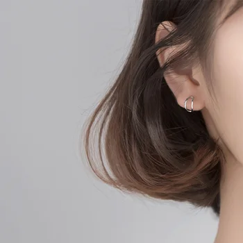 Vienkāršas Līnijas, C-formas Auskari Moderns 925 Sterling Sudraba auskariem Sievietēm Meitene korejas Auss, Kniedes Minimālisma Rotaslietas, Dāvanas