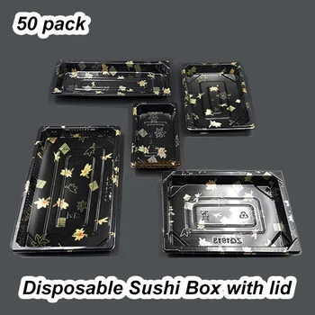 Vienreizējās lietošanas Sushi Box ar Skaidru Vāku, Iepakojuma Veikt Kaste Konteineri Suši Restorānu Īpašu Takeaway Pārtikas Iepakojuma