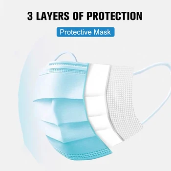 Vienreizējās lietošanas neaustu 3-slāņu putekļu maska drošības elpojošs pieaugušo maska, ausu uzstādīts filtrs maska