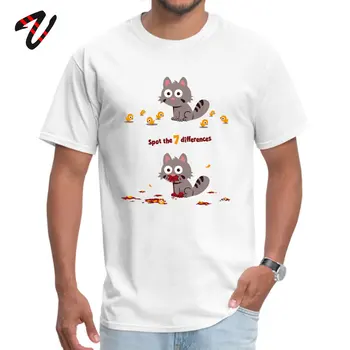 Vietas 7 Atšķirības, T-kreklu Kaķis Tshirt Iespiesti Vīriešu Lakrosa Smieklīgi Karikatūra Putnu Topi Komiksi Apģērbu Vienkāršu Vasaras Streetwear Kokvilnas