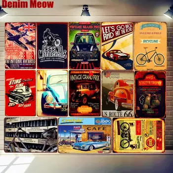 Vintage Grand Prix Metāla Skārda Pazīmes Sacīkšu Ceļa Auto Motocikla Parādīt Sienas, Mākslas Plakātu, Bārs, Krogs, Klubs Dekoru Retro Dzelzs Krāsošana N298