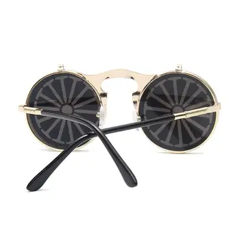 Vintage Steampunk Flip Saulesbrilles Atdzist Apaļas Metāla Rāmis, Saules Brilles, lai Vīrieši Sievietes Pavisam Dizaineru Loku, Brilles Oculos UV400