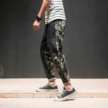 Vintage Vīriešu Bikses Harēma Maskēties Japāņu Streetwear Kravas Bikses Hip Hop Kabatas, Elastīga Vidukļa Bikses Vīriešu Bikses Raibs