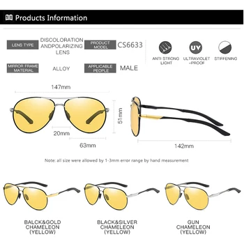 Visos Laika Izmēģinājuma Photochromic Saulesbrilles Cilvēks Polarizētās Nakts Redzamības Ieplests Vīriešiem Oculos Vadītāja Braukšanas Brilles Gafas De Sol