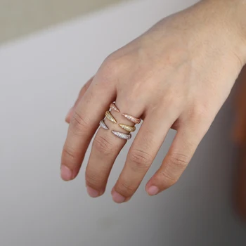 Vārpa atvērt gredzenu sievietēm zelta roze un sudraba krāsu kaudze kraušanas datumi koriģēts Šarnīrs gredzeni