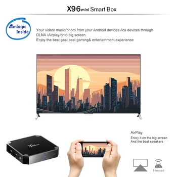 X96 mini Smart Android TV Box 2GB 16GB Android 7.1 Amlogic S905W Četrkodolu 2,4 GHz WiFi 1GB 8GB Set top box Android 9.0