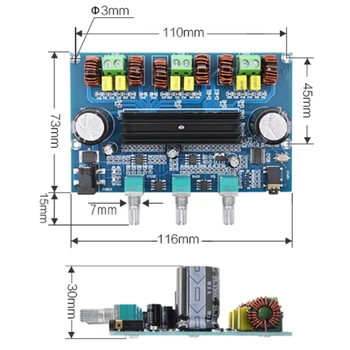 XH-A305 Bluetooth 5.0 Stereo Digitālo Jaudas Pastiprinātāju Valdes TPA3116D2 50Wx2+100W 2.1 Kanālu o Subwoofer AUX ar Lodziņu