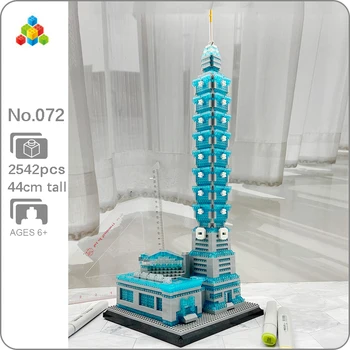 YZ 072 Pasaules Arhitektūras Taipei 101 Ēka Finanšu Centru 3D Modelis DIY Mini Dimanta Bloki Ēku Rotaļlieta Bērniem, kas nav Kaste