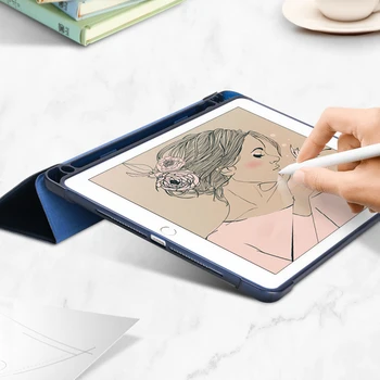 ZAIWJ Zīmuli Gadījumā ar Statīvu Apple iPad 9.7 10.2 collu (2019. gads Jauns) Pro 10.5 , Gaisa 3 2 1 PU Ādas Smart Cover, Modināšanas Auto Gulēt