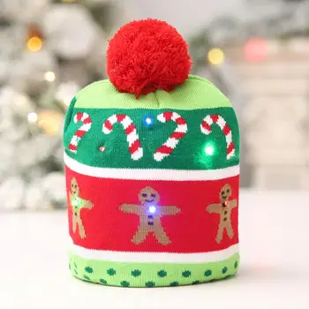 Ziemassvētku Hat LED Trikotāžas Ziemassvētku Cepure Siltā aizsargvāciņš Datoru Apdares #EW