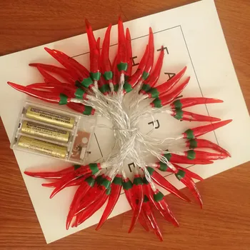 Ziemassvētku Rotājumi Ārpus 40LED Sarkanais Čilli Gaismas Stīgu Akumulatora Pasaku Gaismas Garland Holiday Kāzu svinības, Jaunais Gads Vītne