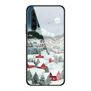 Ziemassvētku Vakars Telefonu Gadījumā Stikla Huawei P30 Lite 20 Por P9 10 Mate 10 9 Godu 8 X 9 10 NOVA 5 Vāciņu