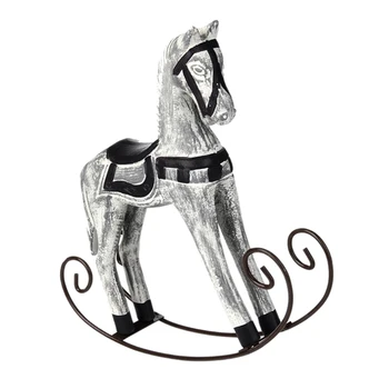 Ziemeļvalstu Koka Šūpošanas Zirgu Statuja, Kāzu Dekori Koka Zirgu Amatniecības DIY Bārs Dzīves Telpu Rotājumus Bērniem Rotaļlietas