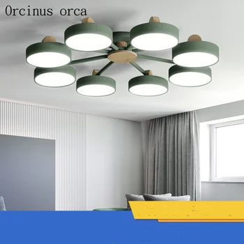 Ziemeļvalstu minimālisma LED krāsa griestu lampas, dzīvojamās istabas, guļamistabas pastu mūsdienu personības apaļā dzelzs griestu lampa bezmaksas piegāde