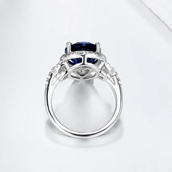 Zilā Safīra Nekustamā Sudraba Sieviešu Gredzenu 6.8 Karāti Izveidojis Royal Blue Sapphire Classic Izsmalcinātu Stilu Rotaslietas Zīmola Dizains