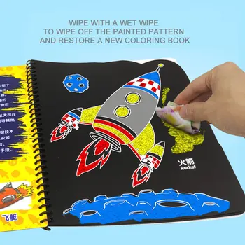 Zīmēšanas Rotaļlietas Bērniem ar Ūdeni Grāmatu Magic Pen Krīta Tāfeles Krāsojamā Grāmata DIY Krāsošana Kuģa Rakstīšanai Bērnu Rotaļlietu 6 Krītiņi