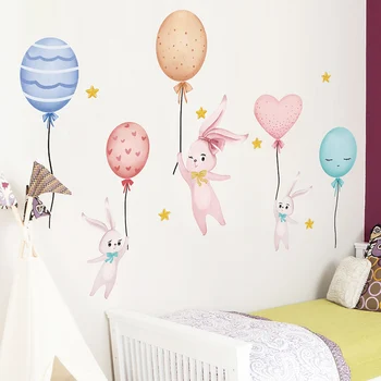 [shijuekongjian] Colorfull Baloni, Sienas Uzlīmes DIY Karikatūra Truši Dzīvniekiem, Sienas Uzlīmes Bērnu Istabas, Bērnu Guļamistaba Dekorēšana