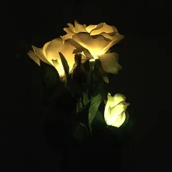 Āra Saules Powered 3 LED Gaismas Ūdensizturīgs Rose Puķu Staba Lampa Mājas Dārzs Pagalmā Zāliens Ceļa