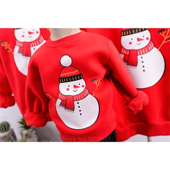 Ģimenes Atbilstošas Drēbes Sarkanā Sniegavīrs Ziemassvētku Krekls Jauno Gadu Ģimenes Izskatās Ziemā Silts Kokvilnas Samta Ziemassvētki Mamma Meiteņu Tērpiem