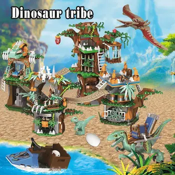 1000pcs Radošo Dinozauru Sērijas Koka Māju DIY Modeli, Celtniecības Bloki Jurassic Pasaules Skaitļi Ķieģeļi Rotaļlietas Bērniem
