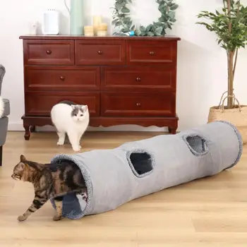 2 Krāsas Funny Pet Tuneļa Kaķis Spēlēt Zamšādas Tuneļa Salokāms 2 Caurumi Kaķis Tuneļa Kaķēnu Rotaļu Taras Rotaļlietas Trušu Tuneļa Kaķis Alu