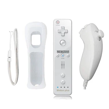 2 in 1 Par Nintend Wii Remote Gamepad Kontrolieris iebūvēto Motion Plus Wireless Remote Controle Wii Nunchuck Kursorsviru Joypad
