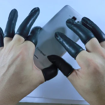 200pc dabīgā lateksa pulveris-bezmaksas pirkstu gultiņa Anti static cleanroom Black Aizsardzības Pirkstu skatīties juvelierizstrādājumu darba cimdi