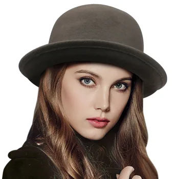 2016 Vintage Sievietēm Lady Gudrs Moderns Vilnas Filcs, Katliņš Derby Fedora Cepuri Klp Pavasara Cepures Cepures 9 Krāsas Noliktavā 20