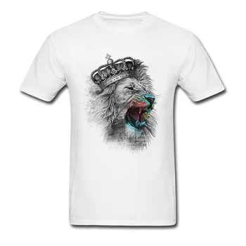 2018 Karalis Lauva, Pelēks T-krekls Vīriešiem Jaunas Ielidošanas 3D Glezniecība Vasaras Topi Stilīgs Dzīvnieku Dizainers Tee Kreklu Šausmu Stilā