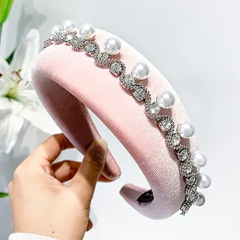 2019 Modes Korejas Akrila Auduma Tīrtoņa Krāsu Mezgloti Saldūdens Pērļu Embellishment Sievietes Personību Populārs Ģimenes Galvas Stīpa