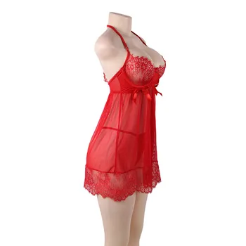 2020 Seksīgu Babydoll Apakšveļa, Erotiska Sieviešu Sarkans Mežģīņu Plus Lieluma Peldkostīmu Sleepwear Kleita Caurspīdīga Dobi-no Chemise Apakšveļu