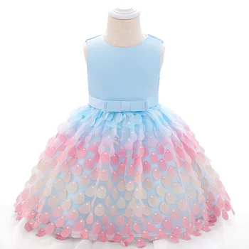 2020. gada Vasaras Bērnu Varavīksnes Vizuļi Princese Kleita Baby Girl 1. Gada Dzimšanas dienas Kleita Zīdaiņu Kāzu Kleitu, Jaundzimušo Apģērbi