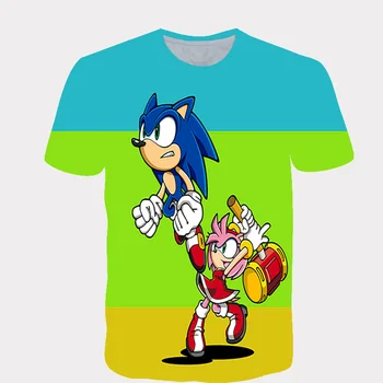 2020. gada Vasaras T-krekls Sonic Ezis Gadījuma T krekli Karikatūra Bērnu 3D Zēnu t krekls Modes Elpojošs, Bērni, Drēbes, krekli