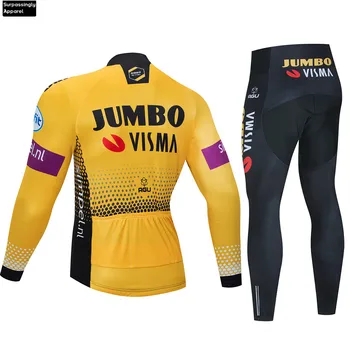 2020 garām Piedurknēm Dzeltena Jumbo Visma Riteņbraukšana Džersija Komplekts Ropa De Ciclismo Pro Komanda, Velosipēdu Apģērbs MTB Velosipēdu Drēbes 20D Gel Pad