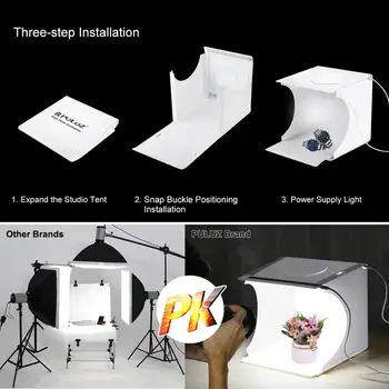 20CM Pārnēsājams gaismas kārbas Foto Studijas Stends LED Gaismas Kastes Fotogrāfija Soft Box 2 Paneli LED Gaismas 6 Krāsu Fonu Uz Galda