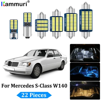 22pc X Bez Kļūdām LED interjera dome gaismas lukturis Komplekts paketi Priekš Mercedes Benz S klase W140 S320 S350 S420 S500 S600 (1994-1998)