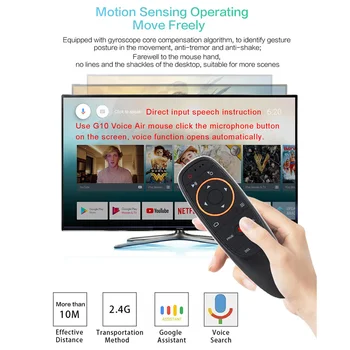 2gab G10S Žiroskopu Gaisa Peli, Google Voice, Smart Tālvadības pulti 2.4 G Bezvadu IS Mācīties Lidot Peli, lai H96 MAX HK1 Android TV BOX
