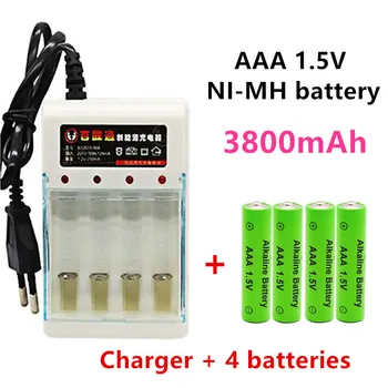 3800 mAh AAA baterijas uzlādējamās baterijas AAA 1,5 V 3800 mah Uzlādējams Alcalinas drummey +1gb 4-cell bateriju lādētāju