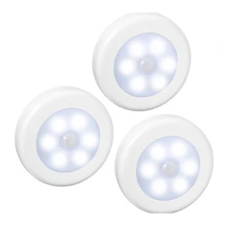 3PCS LED Kustību Sensors Nakts Sausu Akumulatoru Powered LED Nakts Gaisma Kustības Lampas ar Baltu Gaismu Avārijas