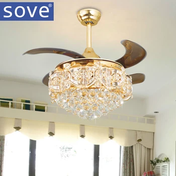 52inch LED Kristāla lustra ventilators gaismas dzīvojamā istaba mūsdienu ventilators ar tālvadības pulti ventilateur plafonnier ventilador de techo