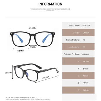 AEVOGUE Vīriešiem Anti-Zila Gaisma Brilles, Briļļu Datoru Brilles Retro Recepšu Brilles Tuvredzība Rāmis KS104