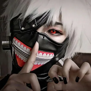 Anime Cosplay Aksesuārus Tokyo Vampīrs 2 Kaneki Ken Kostīms Parūku, Masku, Regulējams Rāvējslēdzēju, Gumijas Maskas Masku Balle Blinder Accessor