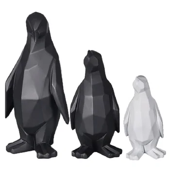 Anotācija Pingvīns Statuja Skulptūru Ģeometriskā Sveķu Pingvīns Modelis Mēbeļu Mājas Dzīvnieku Apdare Mūsdienu Rotājumu Dāvanas, Amatniecības