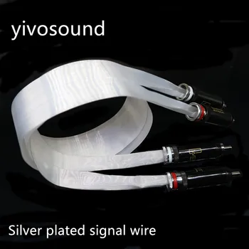 Audiophile hifi lentes OCC silver-plated audio kabelis, signāla kabelis 2rca-2rca lotus plug kabeli