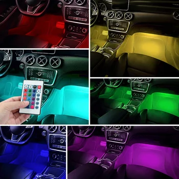 Auto Dekorēšana Gaismas Interjera Atmosfēru Gaismas RGB LED Strip Gaismas Ar USB Bezvadu Tālvadības Mūzikas Vadības Vairākiem transporta Veidiem