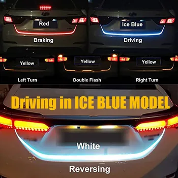 Auto LED Lentes Astes Gaismas Streamer Elastīgu Plūst Aizmugures Bagāžnieka krāsu Brīdinājuma LED Lentes Auto Papildu Pārtraukumu Pagrieziena Signālu Lukturi