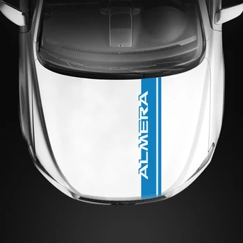 Auto Virsbūves Uzlīmes Nissan ALMERA Automašīnu Motora Pārsega Svītras Uzlīme Sporta Svītras Vinila Uzlīmes Car styling Piederumi