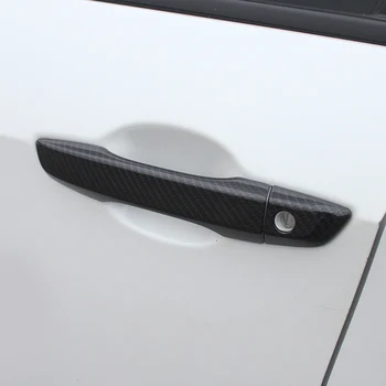 Auto oglekļa šķiedras black Ārējā Durvju Roktura Bļodā Rāmis vizuļi Vāciņš Melns, Uzlīmes Honda Civic 2016 2017 2018 2019 ar logo